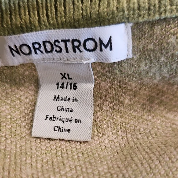 Nordstrom Green and Cream Checker Butterfly Knit Sweater - Picture 7 of 8